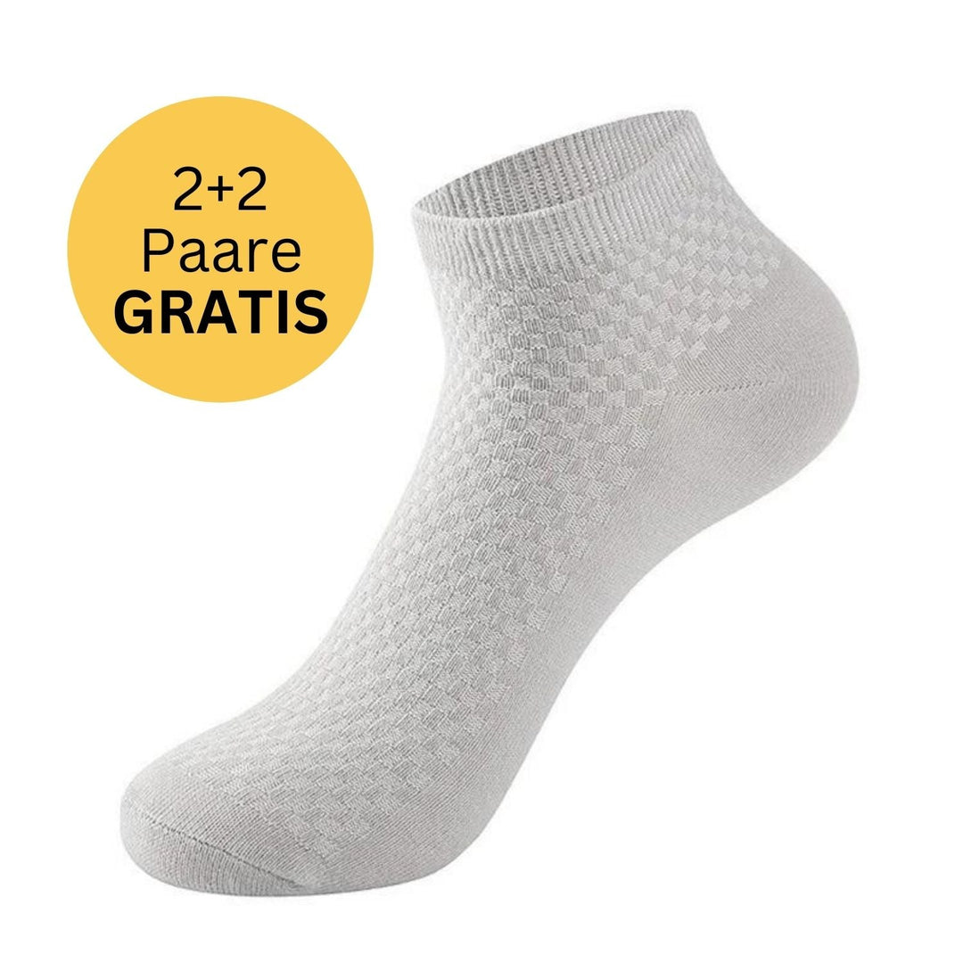Graue Baumwollsocke, atmungsaktiv, 2+2 Paare gratis, bequem, unisex, kurze Länge.