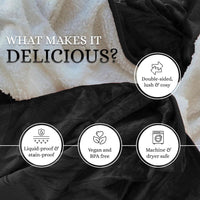 Schwarze und weiße doppelseitige Decke, vegan, BPA-frei, maschinenwaschbar, fleckenabweisend.