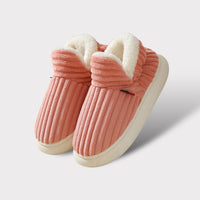 Rosa Hausschuhe aus Fleece, rutschfeste Sohle, warm, gemütlich, Damen Wintermode.
