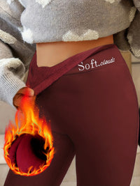 Damen Thermo-Leggings, weinrot, weich, warm, Wintermode, Soft Clouds, bequem, stilvoll.