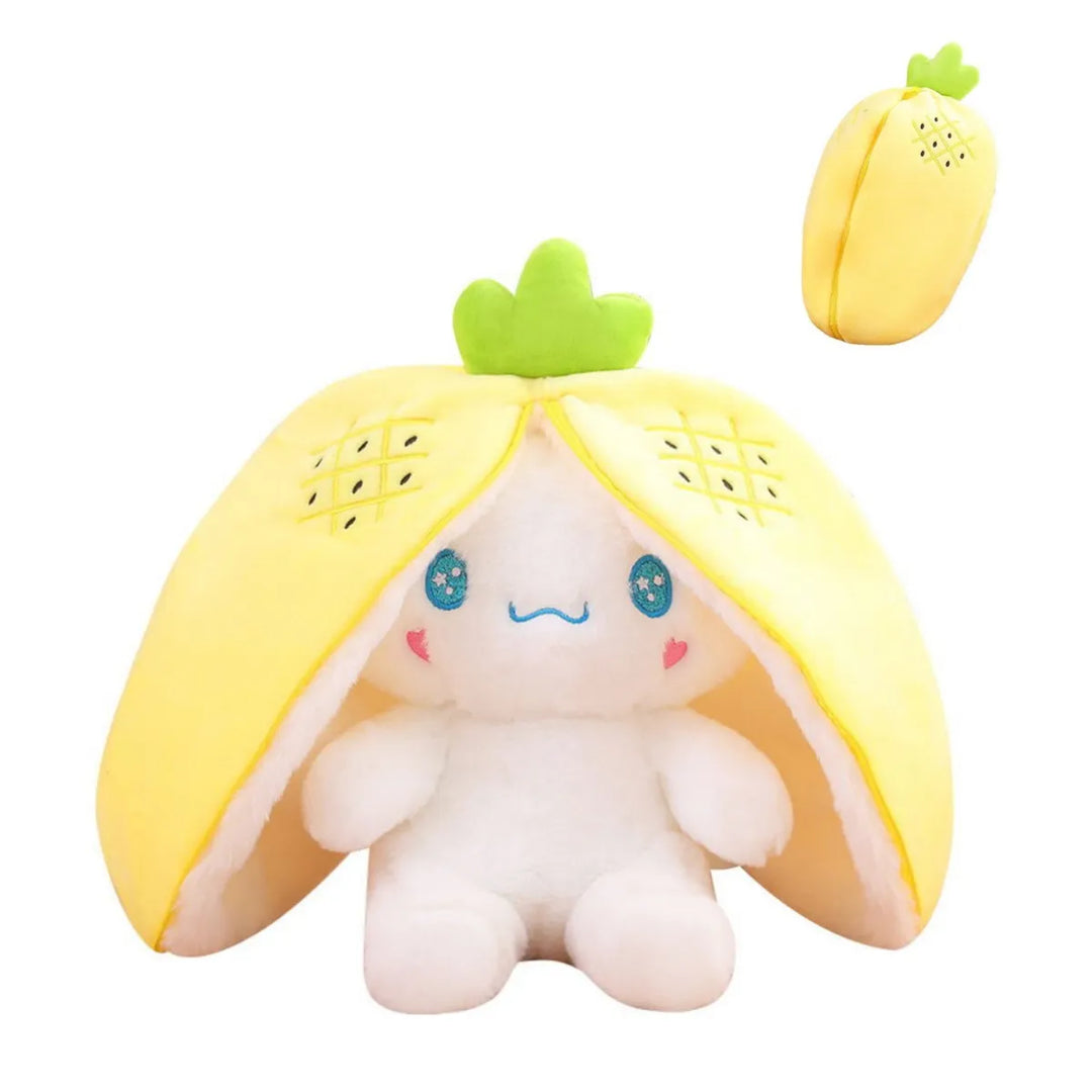 Kawaii Plüschfigur Ananas-Design, gelb-weiß, weiches Spielzeug, Geschenkidee für Kinder.
