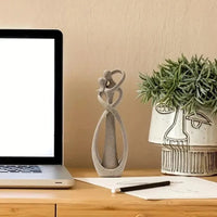 Abstrakte Skulptur aus Harz, modernes Paar, graue Statue, Home-Office-Dekoration, Desktop.