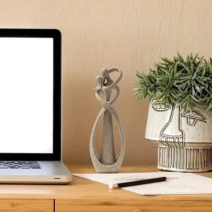 Abstrakte Skulptur aus Harz, modernes Paar, graue Statue, Home-Office-Dekoration, Desktop.