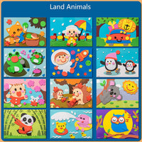 Bunte Kinderpuzzles mit Tiermotiven, Cartoon-Stil, Lernspielzeug, 12-teiliges Set.