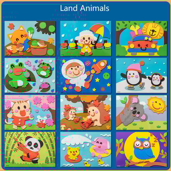 Bunte Kinderpuzzles mit Tiermotiven, Cartoon-Stil, Lernspielzeug, 12-teiliges Set.