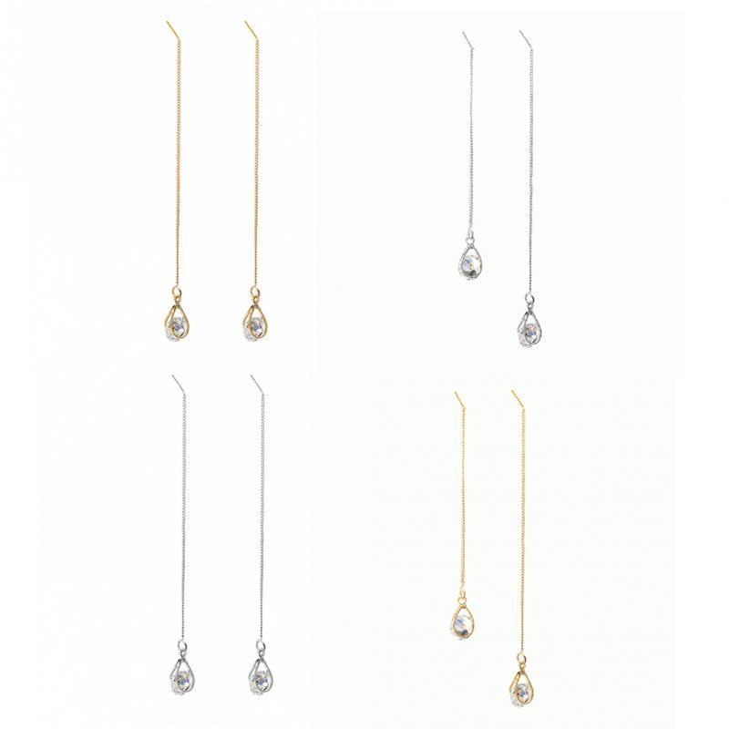 Lange Tropfen Strass Ohrringe, gold und silber, eleganter Schmuck, Damenaccessoire.