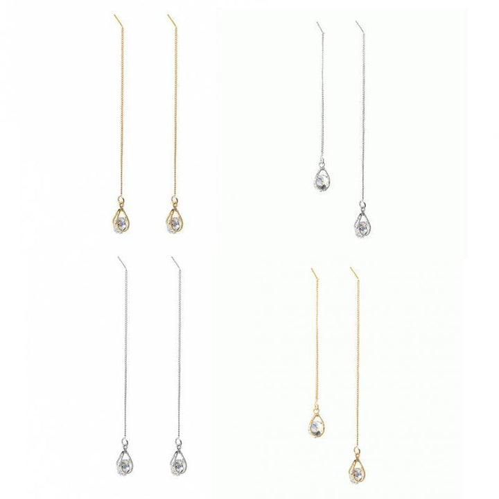 Lange Tropfen Strass Ohrringe, gold und silber, eleganter Schmuck, Damenaccessoire.