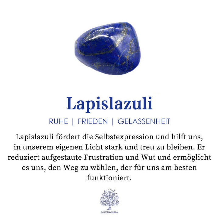 Lapis Lazuli Edelstein, blau, fördert Selbstausdruck, Ruhe, Frieden, Gelassenheit.
