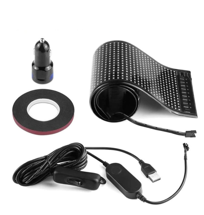 Anpassbares LED-Display-Set, schwarz, mit USB-Anschluss und Autoadapter, flexibel, energiesparend.