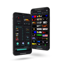 Zwei Smartphones mit LED-Display-App, anpassbare Grafiken, Schwarz, Technologie, Benutzeroberfläche.