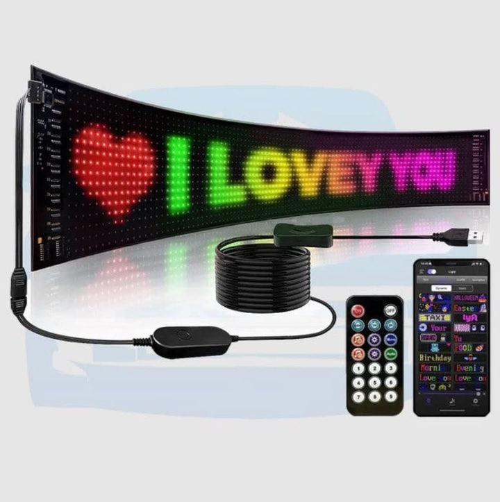 Anpassbares LED-Display mit Fernbedienung, Herzmotiv, USB-Anschluss, mehrfarbig, flexibel.