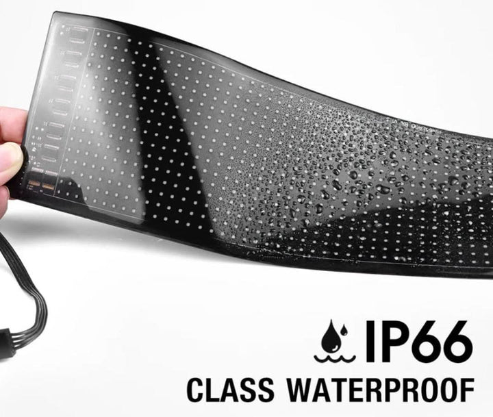 Anpassbares LED-Display, schwarz, IP66 wasserdicht, flexibel, für Außenwerbung geeignet.