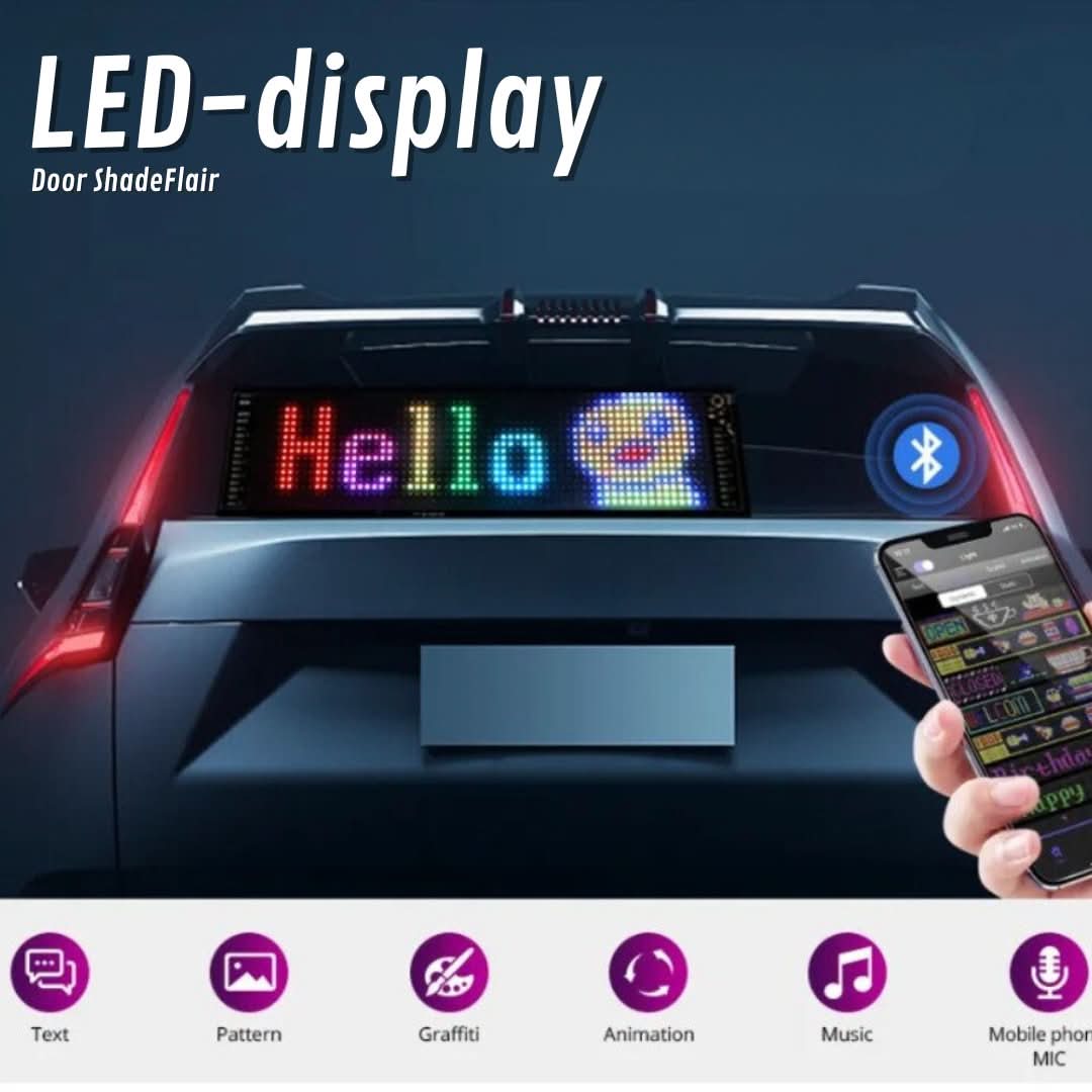 Anpassbares LED-Display Auto, mehrfarbig, Bluetooth, Textanzeige, Smartphone-Steuerung.