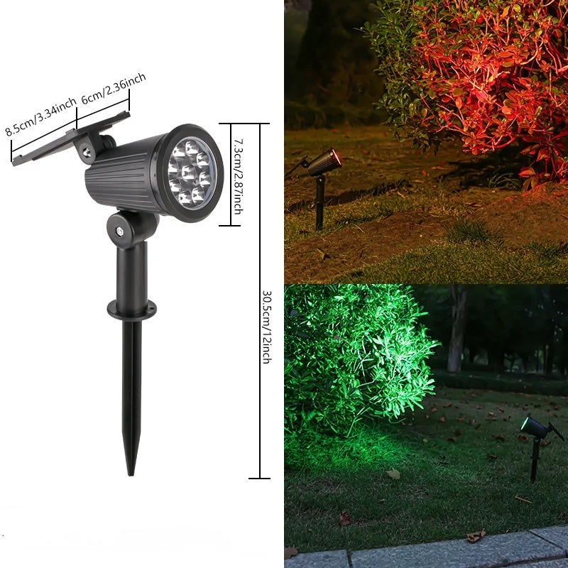 LED-Gartenstrahler schwarz, solarbetrieben, wasserdicht, für Außenbeleuchtung, 8 LEDs.