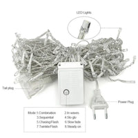 LED-Lichterkette mit 8 Modi, transparent, Netzstecker, Innen- und Außenbereich, energiesparend.