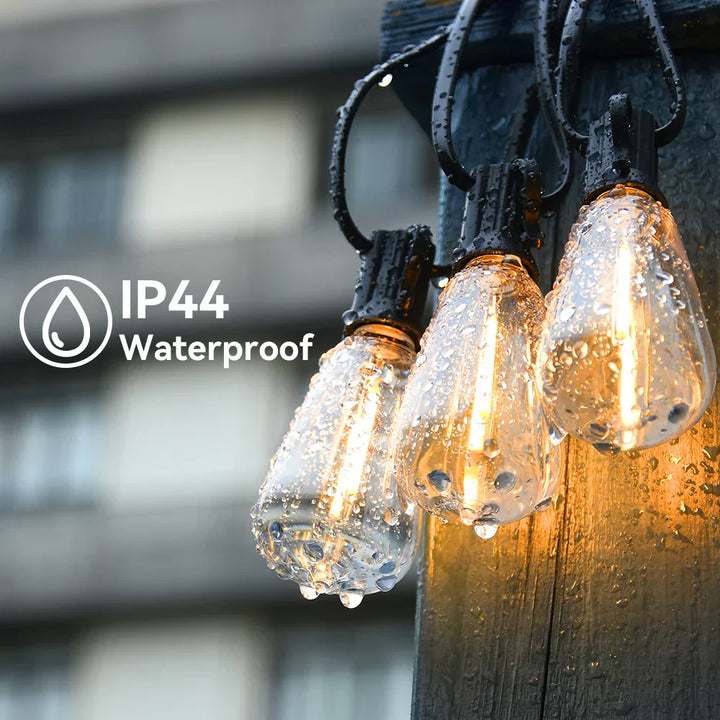 Wasserdichte LED-Lichterkette IP44, transparent, für Innen- und Außenbereich, 3 Glühbirnen.