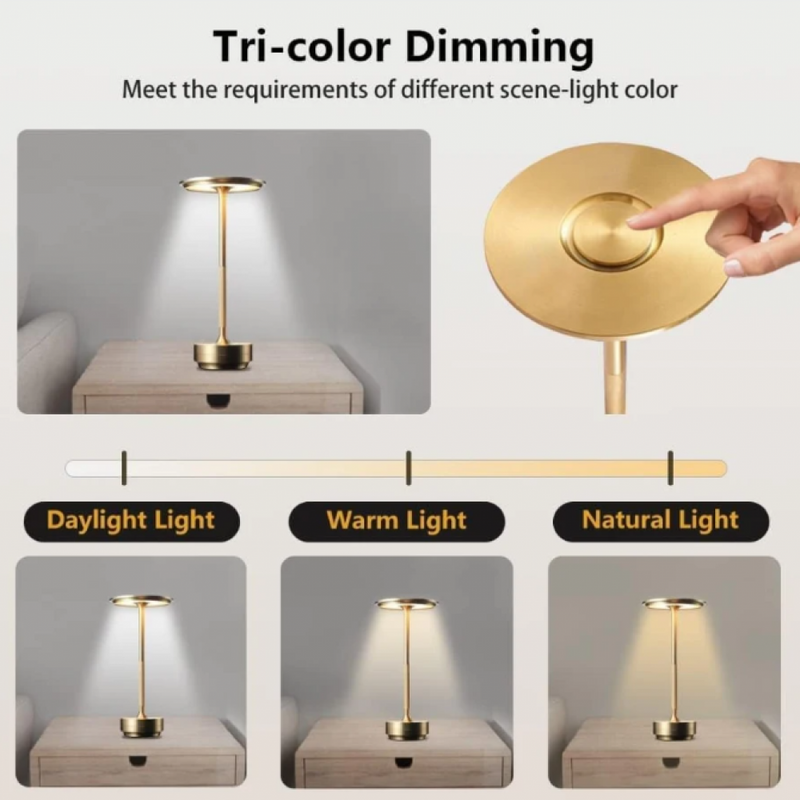 ClarityGlow Luxus Edition | Kabellose LED-Tischlampe