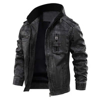 Schwarze Lederjacke für Herren, Reißverschluss, modisch, robust, vielseitig einsetzbar.