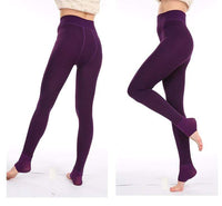 Damen Thermo-Leggings lila, hoch tailliert, winterfest, bequem, elastisch, modisch.
