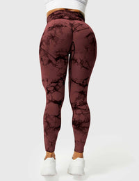 Damen Leggings rotbraun, Scrunch-Design, hoher Bund, Sportbekleidung, Fitnessmode.