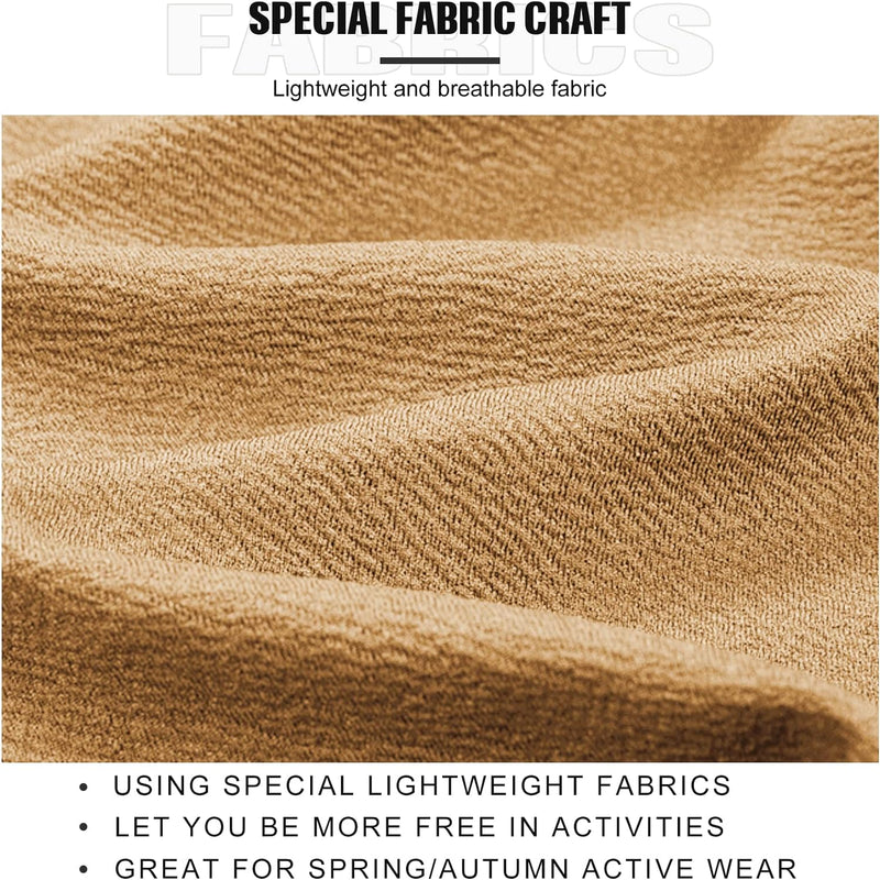 Leichter, atmungsaktiver Stoff in Beige, ideal für Frühling/Herbst, spezielle Gewebetechnik.