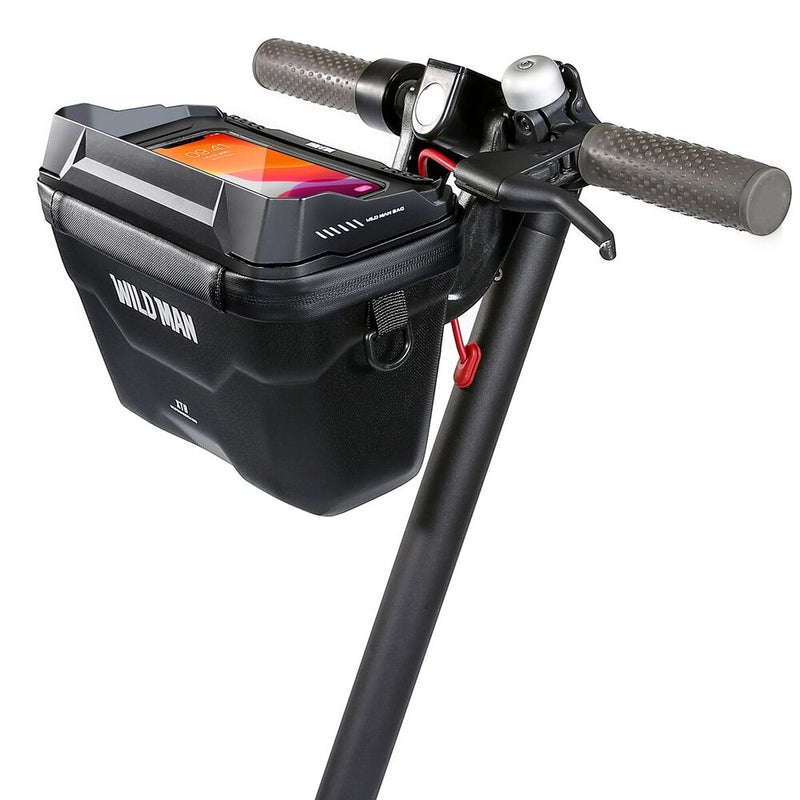E-Scooter-Lenkertasche mit Smartphone-Halterung, wasserdicht, schwarz, Wild Man.