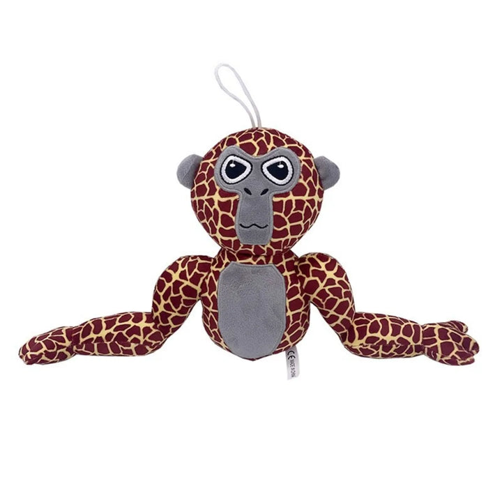 Plüsch-Gorilla mit Leopardenmuster, braun-grau, Spielzeug, Kinder, Geschenkidee.