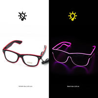 Leuchtende LED-Brille, schwarz-rot, mit pinkem Licht, ideal für Partys und Events.