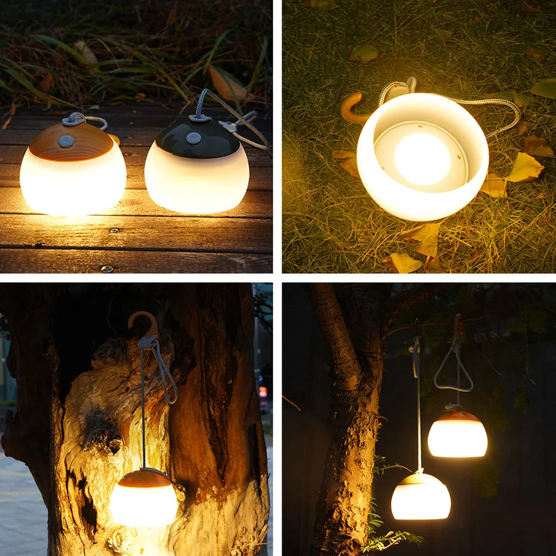 Tragbare LED-Campinglampe, warmweiß, hängend, Outdoor-Beleuchtung, batteriebetrieben.