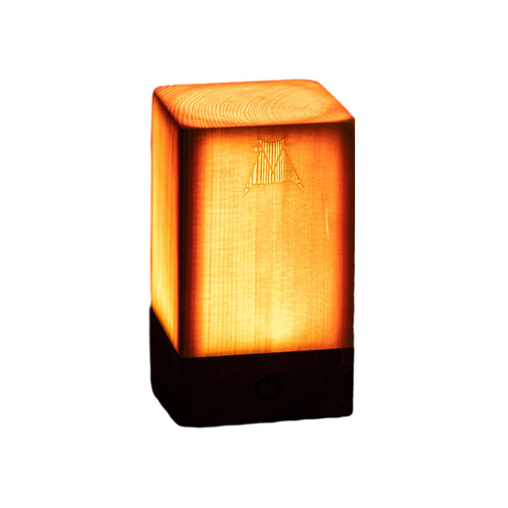 Leuchtender Holzwürfel, LED-Lampe, warmes Licht, dekorative Beleuchtung, modernes Design