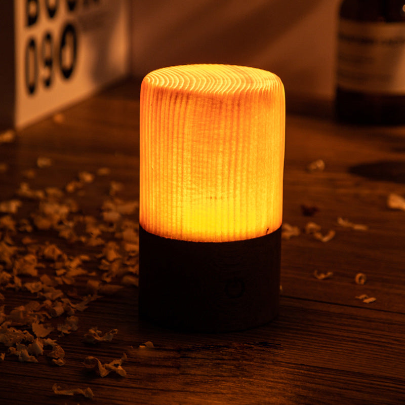 Holz-LED-Lampe, warmes Licht, Tischdekoration, modernes Design, stimmungsvolle Beleuchtung