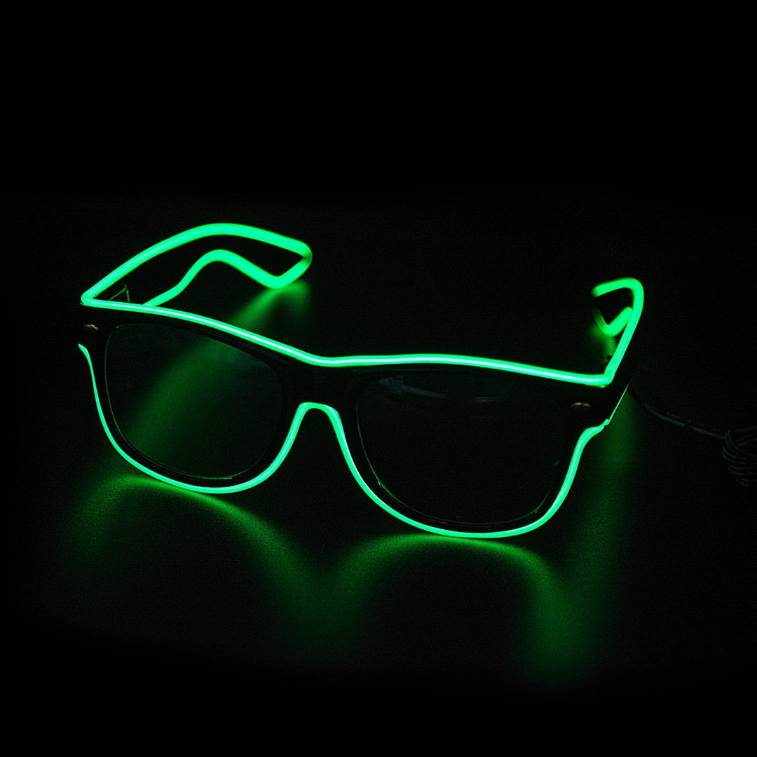 Leuchtende grüne LED-Brille, modisches Accessoire, Nachtparty, Unisex, Kunststoff.