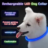 Aufladbares LED-Hundehalsband, wasserdicht, verhindert Unfälle, bequem, nachts sichtbar.