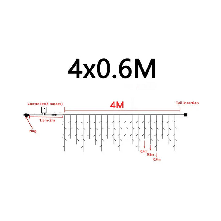 Lichterkette 4x0,6M, 8 Modi, LED, Innen- und Außenbereich, energiesparend, einfach zu installieren.