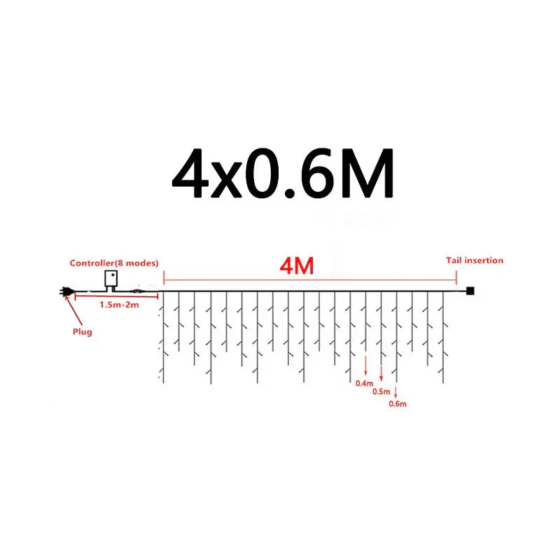 Lichterkette 4x0,6M, 8 Modi, LED, Innen- und Außenbereich, energiesparend, einfach zu installieren.