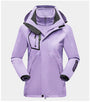 Lila Damen-Skijacke mit Kapuze, wasserdicht, winddicht, Outdoor-Winterjacke.