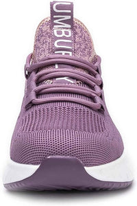 Lila Damen-Sneaker, atmungsaktiv, Mesh-Obermaterial, Sportschuh, rutschfeste Sohle.