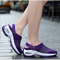 Lila Damen-Sneaker mit Mesh-Obermaterial, atmungsaktiv, rutschfest, ideal für Sommer.