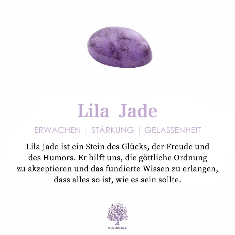 Lila Jade Stein, oval, Glücksbringer, spirituelle Bedeutung, Erwachen, Stärkung, Gelassenheit.