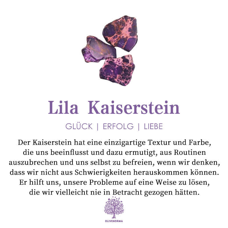 Lila Kaiserstein, Glück, Erfolg, Liebe, einzigartiger Edelstein, spirituelle Bedeutung.