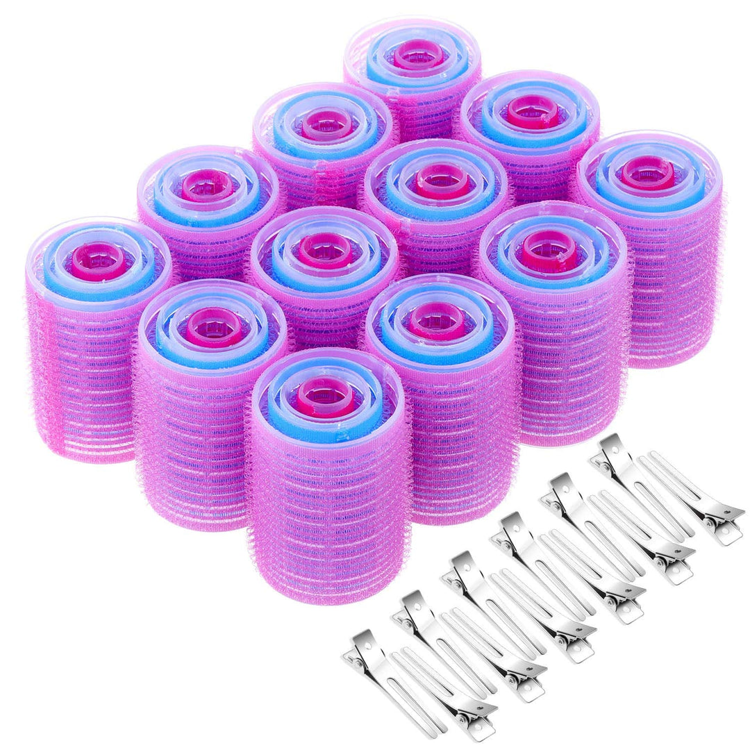 12 lila Klettwickler mit Metallclips, Haarstyling-Set, Volumen Lockenwickler, Friseurbedarf
