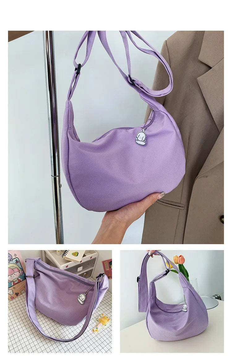 Lila Umhängetasche Damen, modisch, lässig, mit verstellbarem Riemen, ideal für Alltag.