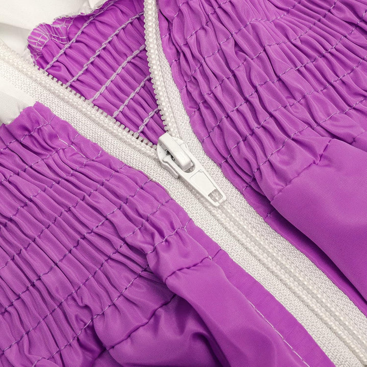 Lila Steppjacke mit Reißverschluss, gestepptes Design, Damenmode, Winterjacke, Polyester.