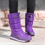 Lila Damen-Winterstiefel, wasserdicht, gefüttert, rutschfest, Outdoor, warm, bequem.