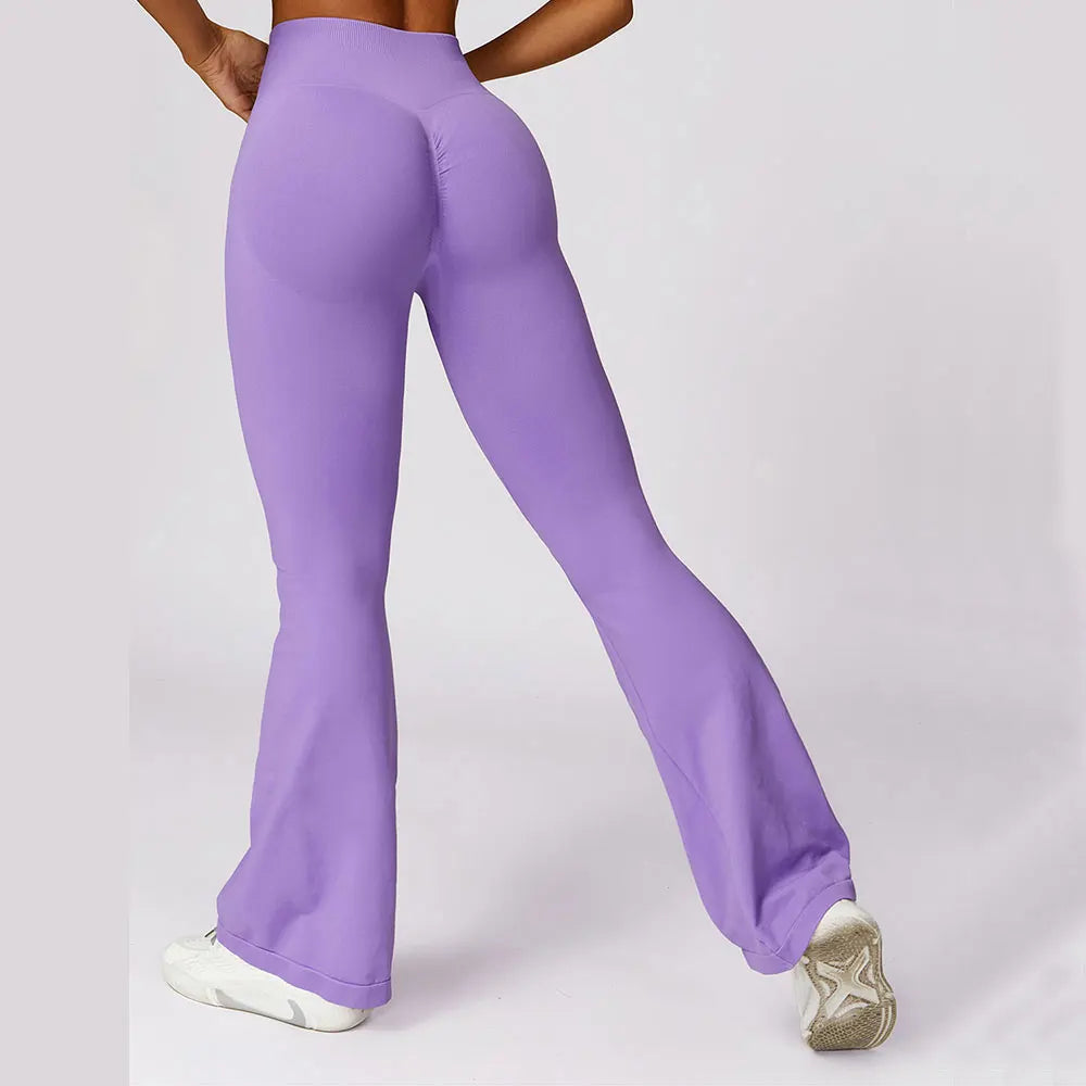 Lila Yogahose Damen, Bootcut, elastisch, bequem, Sportbekleidung, Fitness, Gym, Mode.