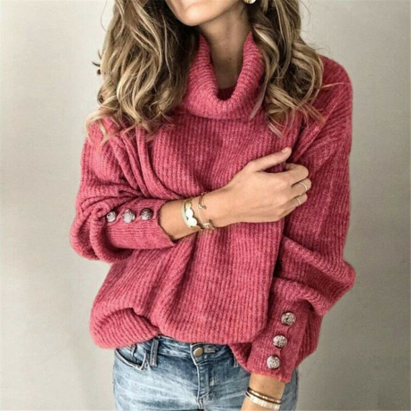 Damen Rollkragenpullover mit Knöpfen – Yara