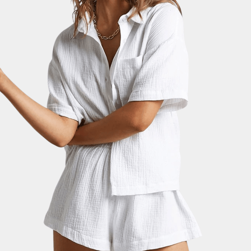 Zweiteiliges Damen Sommer Set mit Hemd und Shorts – Noemi