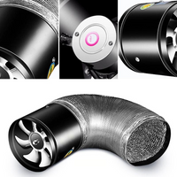 Schwarzer Rohrventilator mit flexiblem Schlauch, leise, energieeffizient, für Belüftungssysteme.