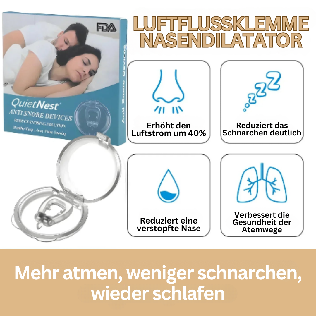 Nasendilatator gegen Schnarchen, transparent, erhöht Luftstrom, verbessert Atmung, FDA-zertifiziert.