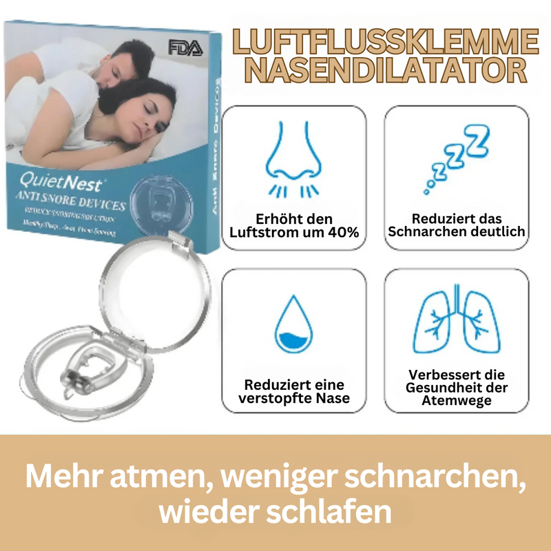 Nasendilatator gegen Schnarchen, transparent, erhöht Luftstrom, verbessert Atmung, FDA-zertifiziert.